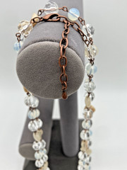 Handcrafted 29″ Beaded Necklace Copper-Tone wire links Crystals Opalite & Stone
