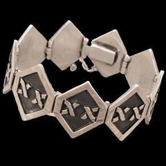 Sterling Silver Victoria Cony Taxco Mexico Assymetrical Polygon Bracelet