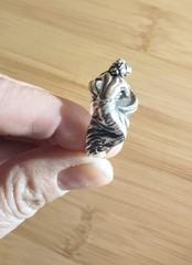 Gorgeous Ring Handmade & Stamped Woman Crying Beautiful Dress Sterling Silver 7