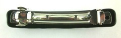 Art Glass Barrette Hair Clip Dichroic Fused Black Blue Light Blue Squares 3 1/4″