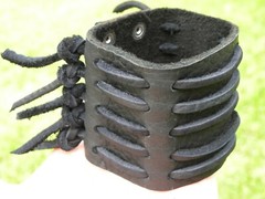 Bracelet cuff shaman dancer style black 2.5 inch wide wristband Bison leather