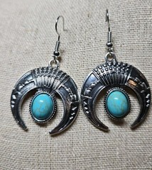 Turquiose Howlite Dangle Earrings Design #4. TB75J
