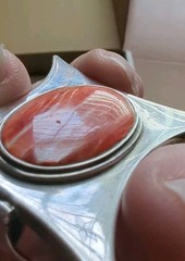Vintage Modernist 950 Fine Silver Large Orange Spiny Oyster Shell Drama Pendant