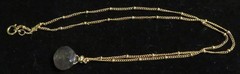 Vintage Labradorite ? Water Drop Moonlight Stone Pendant Necklace 16″ Gold Tone