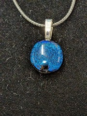 Blue Necklace Fused Glass Dichroic Silver bail #18
