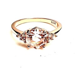 Lab Made Morganite Ring 14k Rose Gold Vermeil , Beryl , Gift Of Love