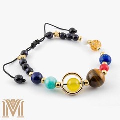 Solar System Bracelet – Gemstone Planets, Adjustable Galaxy Jewelry, Fits 5″-9″