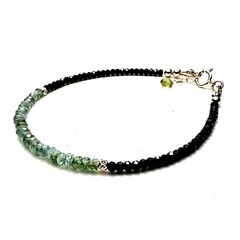 Natural Black Spinel Alexandrite Bracelet Solid 14k Yellow Gold , 7″ – 7 1/3″