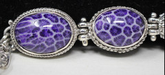 Sarda Bali Purple Coral 925 Sterling Toggle Bracelet 6.5- 8 Rare Unique Handmade