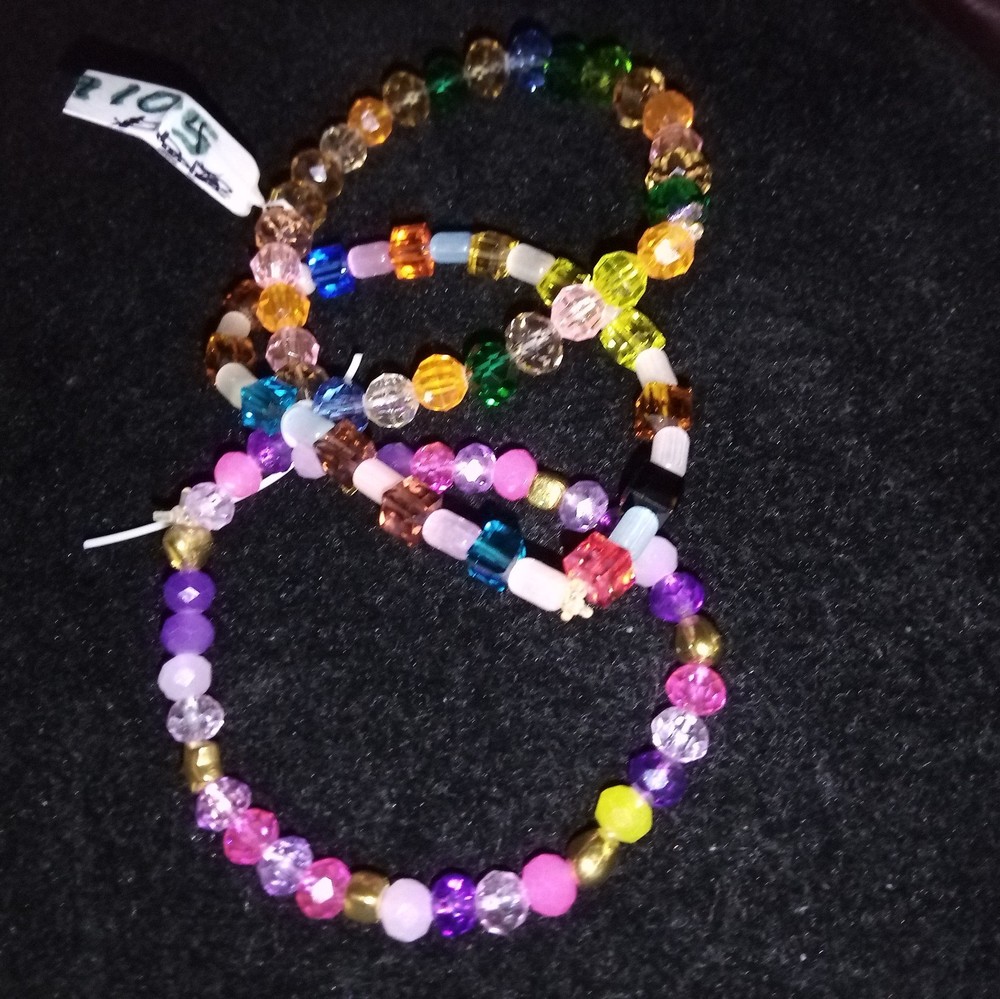 Three Strand Stretch Bracelets Multi-colored. Sizes-6″. Item# A105 .