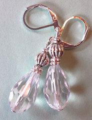 CLEAR CRYSTAL Faceted teardrop earring SP LEVERBACK handmade XX