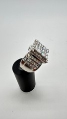 Vintage Sterling Silver Clear Tourmaline Cluster Ring Statement Cocktail Jewelry
