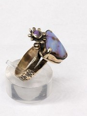 Australian Solid Boulder Opal Recycled Artisan Made 9ct Gold Ring Sz8 .A30b