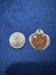 Vtg Sterling Silver 925 Brown Sunstone Heart Necklace Pendant, 1.25in