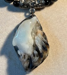 Carved Amazonite Dolphin Pendant Toggle Necklace 20”