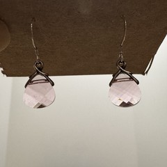 Light Rose Swarovski Crystal Briolette Earrings Sterling Silver