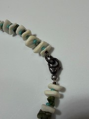 OOAK Handmade Genuine Turquoise Aventurine Pendant Necklace Shell Sterling