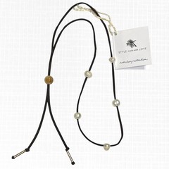 Noonday Collection Necklace Baroque Freshwater Pearl Brown Leather Cord Artisan