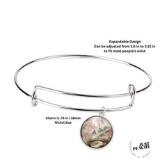 Asian Cherry Blossom Watercolor Art Silver Jewelry Necklace Earrings Bracelet