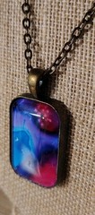 Vintage Artisan Handmade Glass Pendant 1.25″ And Chain Chain 23″ See Pictures