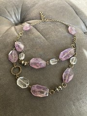 Genuine Ametrine Stone necklace. Faceted. Brass Chain Necklace. Rare.