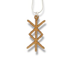 Necklace – Viking Protection Rune – Snake and Cable Link chains – Birch wood