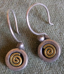 Vintage 90s Farfetched sterling earrings with brass spiral minimalist ss spiral
