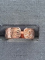 Copper Ring Floral Pattern Open Backed Adjustable size 7 TO 8 1/2 #CR-256