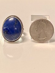 SIGNED HANDMADE~MENS /LADIES~LAPIS LAZULI 925 SS~SPLIT SHANK~RING SZ 8.5~16GRS