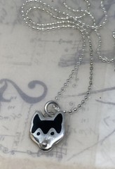 A&J HARVEY Mexico Handmade 925 Ster & Enamel HUSKY DOG Pendent 20” Necklace 3.7g
