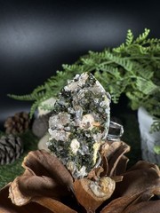 garden quartz epidote Ring Jewelry, Unique handmade crystal ring，S925 Adjustable