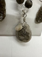 Deb Guyot Sterling Silver Smoky Druzy Quartz Necklace and Earring Set
