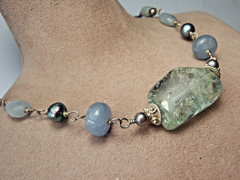Vintage Beautiful Handcrafted Multicolor Gemstone Sterling Silver Necklace