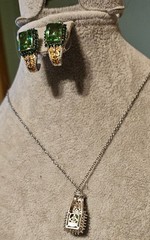 REDUCED: Chartreuse Quartz Triplet necklace w/ topaz & zircon