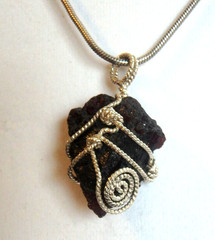 Unique Spessartite Garnet Pendant Sterling Silver 925 Hand wrapped