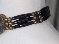Vintage Indigenous Abalone Brass Bead Leather Choker Necklace – Regalia