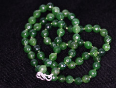 Aventurine Necklace Green 6mm Ball Faceted Gemstone Silk Knotted 20″