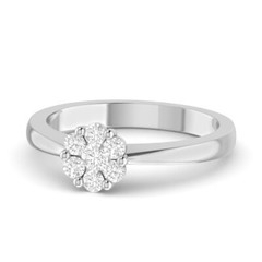 925 Sterling Silver Beautiful Flower Cubic Zirconia Premium Adjustable Ring