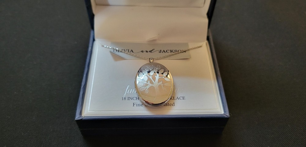 Pure Silver Plate Locket Drop Pendant Necklace