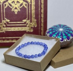 Stunning Natural Larimar Smooth Round Bead Stretch Bracelet