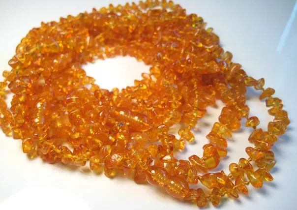Lot of 10 natural amber chip necklaces in a warm honey color 13inch