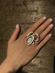 Huge Organic Abstract Statement Ring Silver Plated Modernist Brutalist Sculptura