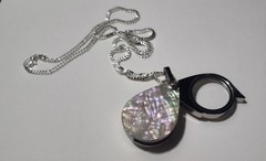 Magnifying Glass Victorian Art Nouveau Lady Face Mother of Pearl Loupe Pendant