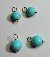 8mm or 10mm lab Turquoise Interchangeable Earring Charms Sterling, Rose or YG