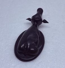 Rare 1969s Ox Horn Tribal Pendant Carved Water Buffalo 3.5” Folk Art Decor 25