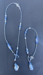Blue Agate Beaded Loop Necklace & Bracelet Set by Amy Leiner Designs