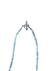 Aqua Blue Glass Beaded Necklace Toggle Clasp Minimalist Beachy Crystal Style