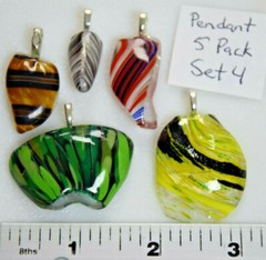 s4 Made In USA Fused Glass Pendants 5 Pack + 5 pcs 18″ Soft Leather Necklace
