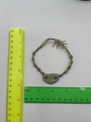 Handmade Ceramic Pendant Cord Bracelet Green Glaze Artisan 2000s