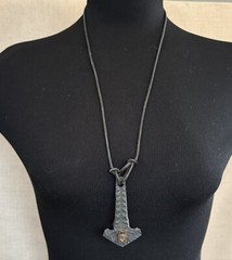Handmade 3” Metal Nautical Anchor Pendant With Gemstone Adjustable Leather Cord